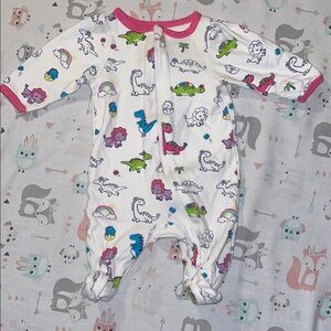 Gerber Pink and White Footies One Piece with Playful Design